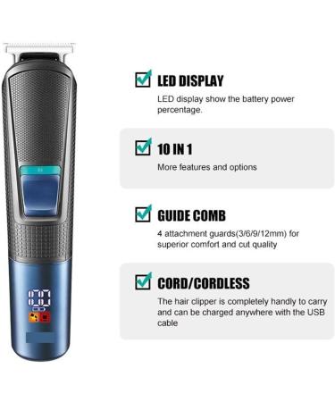VGR V-108 5 in 1 Men's Grooming Kit - Professional Electric Shaver Beard & Nose Hair Trimmer Barber Hair Clipper Set in Blue | International Shipping Available - Buy Online on GoSupps.com