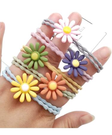 Cuhair Daisy Design Elastic Hair Ties 10pcs