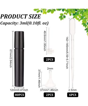 Buy Benecreate 80 PCS Mini Black Spray Bottles - 3ml Travel Perfume Bottles with Pipettes Funnel & Pump | International Shipping Available - Buy Online on GoSupps.com