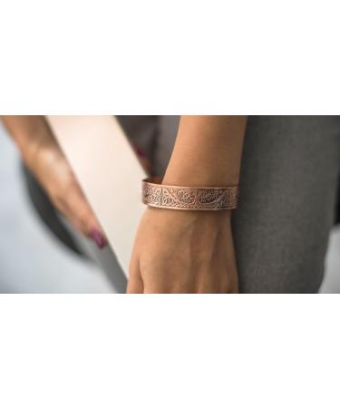 Vicmag 2PCS Copper Magnetic Lymphatic Drainage Bangles for Men | Ultra Strength 99.99% Pure Copper | Adjustable Size with Gift Box | Tree & Ireland Design - Buy Online on GoSupps.com