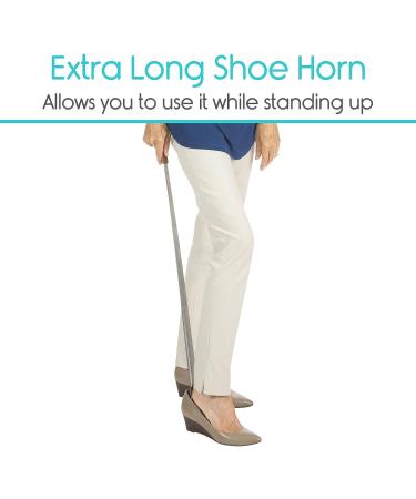 Vive Extra Long Handled Shoe Horn (31.5 Inches) - Metal Shoehorn for Men and Women - Standing Reach Assist for Seniors - Silver - Buy Online on GoSupps.com
