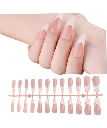 Press On Nails 10 Sheets Color Long Press On Nails With White Edge 12 Size Full Cover Stick On Nails Simple Style False Nails For Women Girls Nail Art Style3 - Buy Online on GoSupps.com
