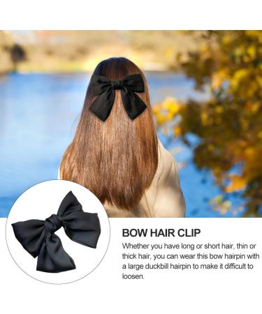 Hair Clip with Bow Bow Hair Women's Hair Bows French Large Bow Hair Clips Hair Clip for Girls Soft Silky Satin Hair Clip for Party Women (Black Red) - Buy Online on GoSupps.com