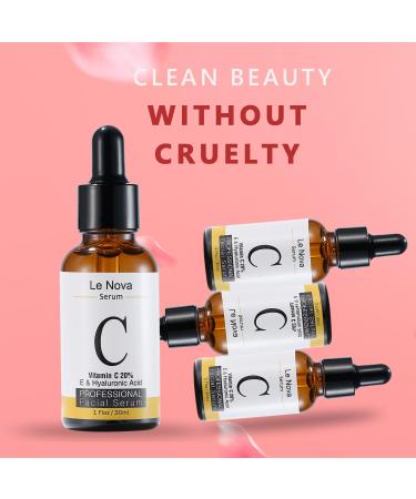 Le Nova Vitamin C Serum for Face Brightening Anti-Aging Hydrating & Fragrance-Free Lightweight Serum for Sensitive Acne-Prone & Dry Skin With Hyaluronic Acid Aloe Vera & Vitamin E 1 fl oz - Buy Online on GoSupps.com