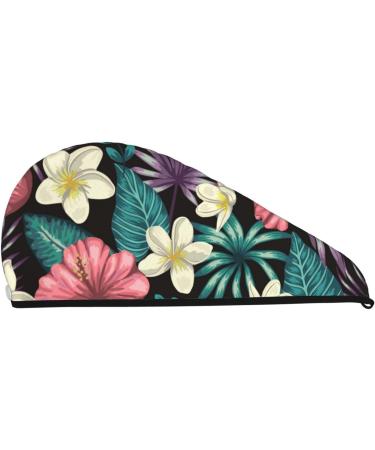 Microfiber Hair Drying Cap - Green Tropical Leaves Towel Wrap for Quick Drying Curly Long & Thick Hair - Buy Online on GoSupps.com