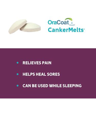 Oracoat CankerMelts Canker Sore Treatment - Stick-On Pain Relief Melts for Fast Acting Relief Inside Mouth with Benzocaine Hyaluronic Acid & Vitamin B12 Pack of 20 - Buy Online on GoSupps.com