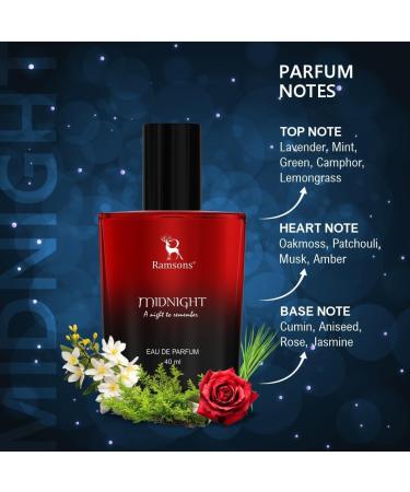 Ra.ms.ons - Midnight Eau De Parfum | 40 ML | Perfume for Men | TN - Lavender Mint Green Camphor Lemongrass | MN - Cumin Aniseed Rose Jasmine | BN - Oakmoss Patchouli Musk Amber - Buy Online on GoSupps.com