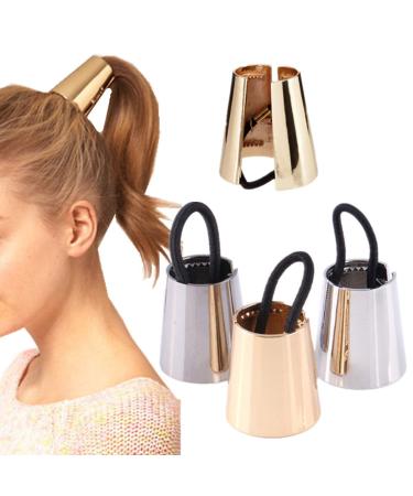 cuhair 3 pieces vintage women ponytail holder elastic hair tie hair band hair rubber hair rope hair accessories metal punk polish smooth hair ring