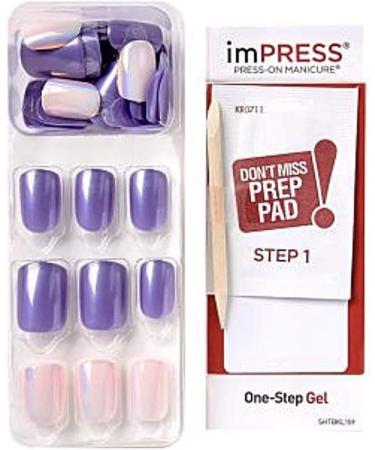 Kiss imPress Purple Press-On Manicure with Light Pink Accent Nails - Bright as a Feather | 60660 - Buy Online on GoSupps.com