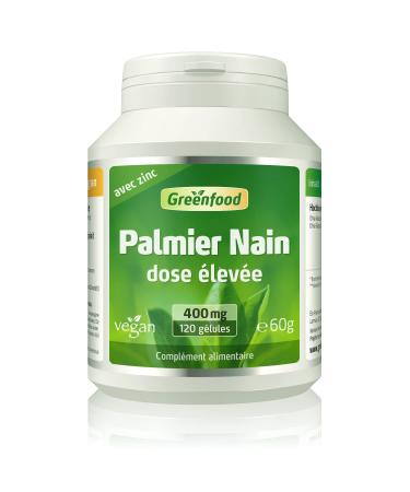 Greenfood Dwarf Palm, 400 mg, high dose extract (75%), 120 capsules - no artificial additives. No genetic engineering. Vegan.