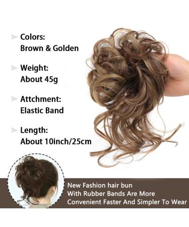 RPAEOY Dark Brown Hair Parts with Rubber Band - 2 Piece Curly Ponytail Extensions & Messy Bun Ties for Women & Girls - Buy Online on GoSupps.com