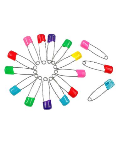 Kinteshun Baby Safety Pins,Kid Secure Clips Diaper Bib Nappy Pin with Safe Lock(50pcs,1.6 inches,7 Assorted Candy Colors)