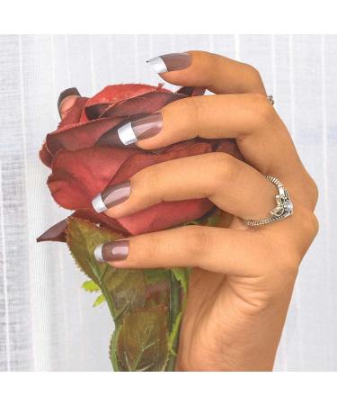 Bohend French Coffin False Fingernails - Glossy Ballerina Acrylic Nail Tips | 24 Stick-On Nails for Women & Girls - Buy Online on GoSupps.com