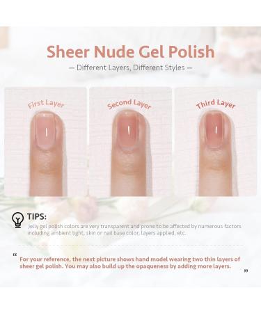 GAOY Sheer Nude Gel Nail Polish 16ml Jelly Natural Pink Translucent Color 1301 - UV Light Cure for Nail Art DIY Manicure and Pedicure at Home - Buy Online on GoSupps.com