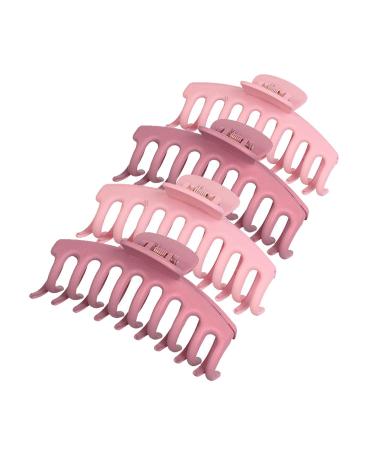 4 pcs Large Hair Claw Clips for Thick Hair - Matte Plastic Butterfly Hair Clips Strong Hold for Women and Girls French Curly Hair (Pink+Rose)