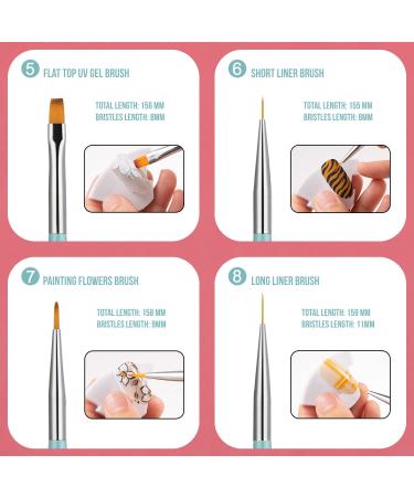 KINGMAS 8Pcs Nail Art Brushes Set for Gel Polish Manicure - Salon Quality Nail Liner Drawing Pens for DIY at Home - Buy Online on GoSupps.com
