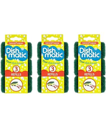 Dishmatic Fillable Washing Up Brush and Sponge with 10 Refills - Easy Grip Dish Cleaner for General Purpose Cleaning - Buy Online on GoSupps.com