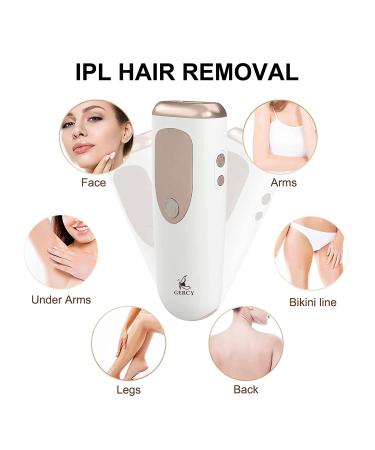 Gercy Laser Hair Removal for Women - 999,999 Flashes, Painless IPL Device for Face, Body, Bikini - 5 Energy Levels, 6 Flash Modes - White - Buy Online on GoSupps.com