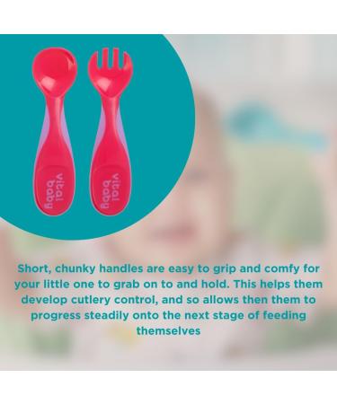 Vital Baby Nourish Chunky Cutlery Set - Soft Spoon & Fork for Easy Feeding - Comfy Handles - 2x Spoons 2 x Forks - Fizz - Buy Online on GoSupps.com