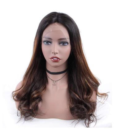 Ombre Lace Front Human Hair Wigs for Black Women - Wavy Brazilian Virgin Hair 18 Inch Long Body Wave Wig with Baby Hair - Buy Online on GoSupps.com