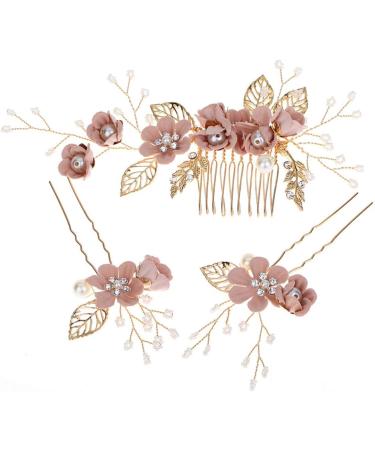 Toyvian 4pcs Wedding Hair Accessories Bridal Hair Comb Pearl Hair Accessories Bridal Hair Clip Wedding Hair Comb Clip Floral Girls Bridal Hair Accessories Rhinestone Hair Piece (Pink) - Buy Online on GoSupps.com