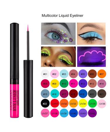 12 Color UV Glow Liquid Eyeliner Set Waterproof Neon Eye Makeup Gift Kit for Women - Buy Online on GoSupps.com