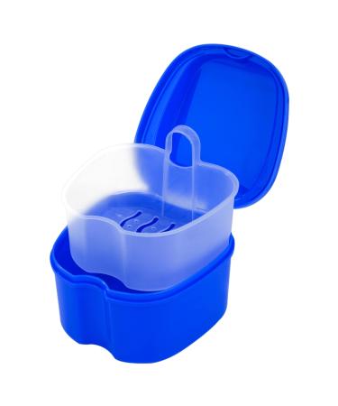 Denture Box Dental Prosthesis Box Retainer Container Storage Box with Hanging Sieve for False Teeth Storage Cleaning Dark Blue - Buy Online on GoSupps.com