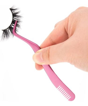 Clusters DIY Lash Tweezers Eyelash Applicator 2 in 1 Lash Tweezers Strip Lashes Double Ended Eyelash Tool with Built in Lash Comb for Precise Lash Application Curved Eyelash Nipper(Pearl Pink) - Buy Online on GoSupps.com