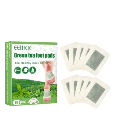 Green Tea Foot Pads  10PCS Soothing Deep Cleansing Foot Patches with Bamboo Vinegar and Ginger Green Tea Powder for Day and Night