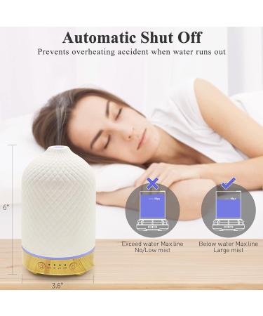Essential Oil Diffuser Aromatherapy Air Cool Mist Diffuser 100ml Ceramic Aroma Scent Diffusers Humidifier with Auto Shut Off Ultrasonic Quiet/4 Timing Set/7 LED Lights for Home Office Sleep Lattice Wood - Buy Online on GoSupps.com