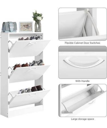 Stackable 3 Flip Drawers Shoe Cabinet Freestanding Shoe Rack Shoe Storage Cupboard Organizer Shoe Organizer White Shoe (Color : Black) - Buy Online on GoSupps.com