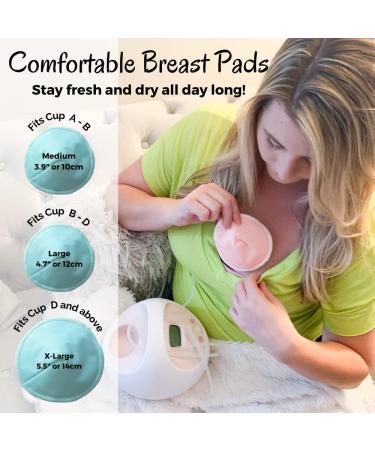 Organic Bamboo Nursing Breast Pads - 14 Washable Pads with Wash and Storage Bags - Reusable Nipplecovers for Breastfeeding - Maternity Nipple Pads (Medium) - Buy Online on GoSupps.com