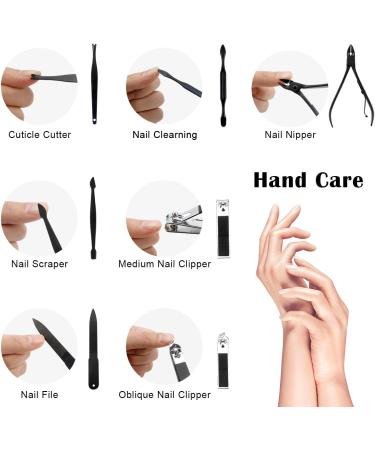 Maincure Set MOMSIV Professional 12Pcs Stainless Steel Nail Clippers Set Pedicure Kit Grooming Tools with PU Leather Case for Girls and Women Gift Black - Buy Online on GoSupps.com