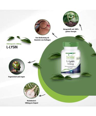 Buy Fairvital L-Lysine 500mg Capsules - High Dose Essential Amino Acid - 100 Capsules - International Shipping Available - Buy Online on GoSupps.com