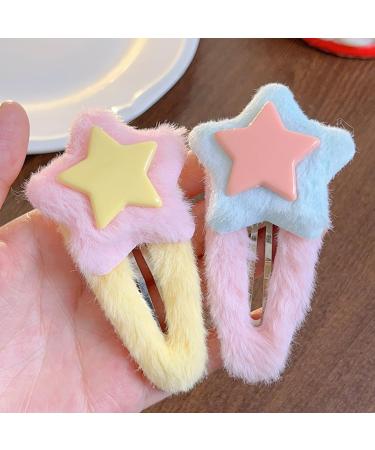 hgnxa Plush Star Shape Hairpins Hot Girls Layered Star Hair Clip Carnival Photography Hair Clip for Woman Ponytail Hair Clip Pink - Buy Online on GoSupps.com