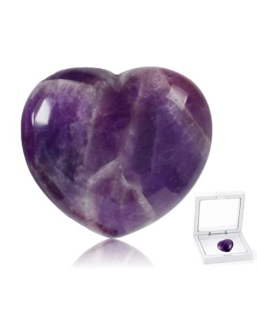 Amethyst Crystals Heart Worry Stones Anxiety Palm Stone Quartz Crystal Healing Chakra Stress Gemstone for Jewllery Making Reiki Meditation Therapy Smooth Pocket Thumb Mini Crystals Purple