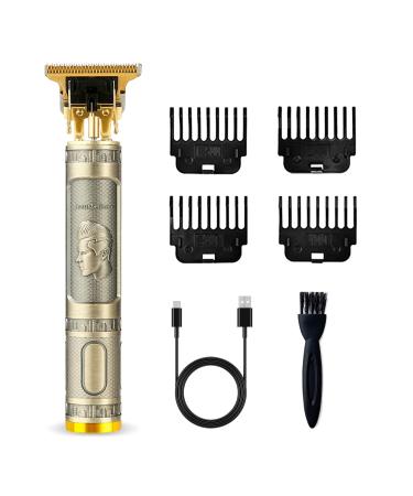 Cordless Hair & Beard Trimmer with 4 Guide Combs,Rechargeable T-Blade Hair Edgers Hair Clippers for Zero Gapped Haircut,Professional Electric Hair Trimmer Gifts for Men & Fathers Day(Bronze) Cinnamon