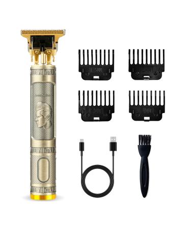 Cordless Hair & Beard Trimmer with 4 Guide Combs Rechargeable T-Blade Hair Edgers Hair Clippers for Zero Gapped Haircut Professional Electric Hair Trimmer Gifts for Men & Fathers Day Bronze