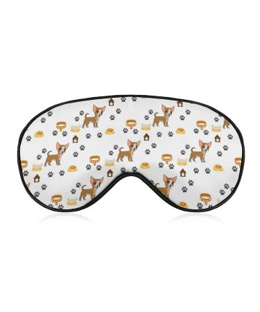 Chihuahua Dog Paw Print Sleep Mask Eye Cover for Sleeping Blindfold with Adjustable Strap Blocks Light Night Travel Nap for Men Women