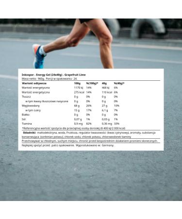 Inkospor Energy Gel (24x40g) Grapefruit Lime - Buy Online on GoSupps.com