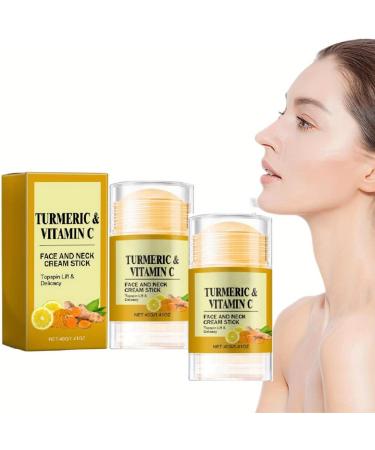 2PCS Turmeric & Vitamin C Face Neck Cream Stick on the Go Deeply Moisturize Rejuvenate Neck Skin Smoothes Wrinkles Skin Tightening and Repair Cream for Reduce Double Moisturizing Erase Fine Lines