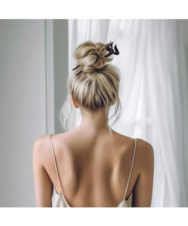 Noverlife 2PCS Natural Sandalwood Hair Sticks with Cute Fox Design - Handmade 2-Prong Wood Hair Pins for Thick & Thin Hair - Buy Online on GoSupps.com