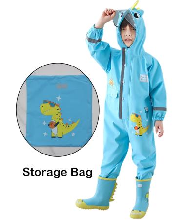Fewlby Kids Puddle Suit Rain Suit XL/5-6 Years Blue | Waterproof Hooded Raincoat for Boys and Girls | Cartoon Romper Toddler Muddy Suit | All-in-One Rainwear Overalls - Buy Online on GoSupps.com