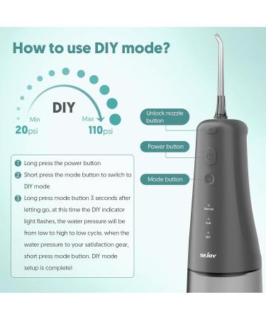 Cordless Portable Water Flosser with 4 Modes and 6 Tips - Professional Electric Teeth Cleaning Kit for Oral Care - 300mL Water Tank - Gray - Buy Online on GoSupps.com