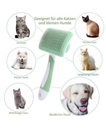 Self-Cleaning Cat Brush & Pet Brush - Gentle Undercoat Removal for All Fur Types (Green) - Buy Online on GoSupps.com