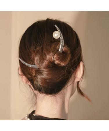 2 Pack Moon Hairpin Set with White Pearl Detail - Hair Accessories for Women and Girls - Buy Online on GoSupps.com