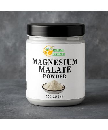 Herbs Botanica Magnesium Malate Powder Unflavored Magnesium Malate 8 oz Fine for DIY Blends, Smooth Mixing in Water, Juices, or Shakes Clean, No Fillers or Additives - Buy Online on GoSupps.com