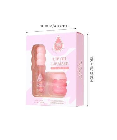 Lip Mask & Lip Gloss Set Intensive Hydrating Strawberry Lips Care Set for Dry Chapped Flaky Lips Overnight Repair Care with Moisturizing Smoothing & Softening Sweet Scented Gift for Women Girls 2 Pcs - Buy Online on GoSupps.com