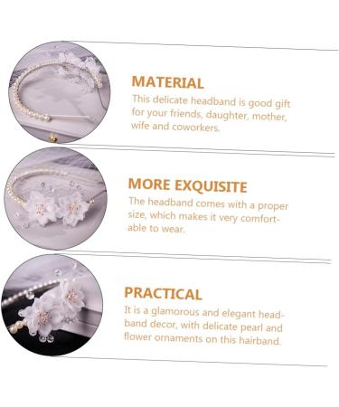 Didiseaon Pearl Flower Headband Wedding Hair Accessory Women Headband Flower Hair Ornament Flower Head Band Head Band for Bride Delicate Pearls Headband Bride Headband Wedding Decor - Buy Online on GoSupps.com